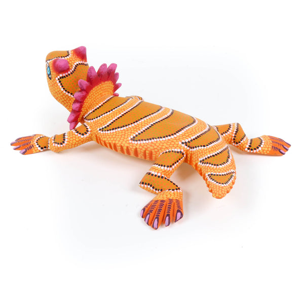 Orange Horned Lizard - Oaxacan Alebrije Wood Carving