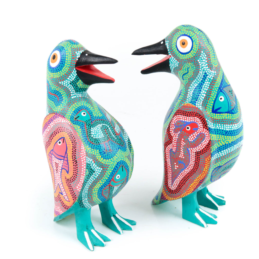 Pair Of Penguins - Oaxacan Alebrije Wood Carving