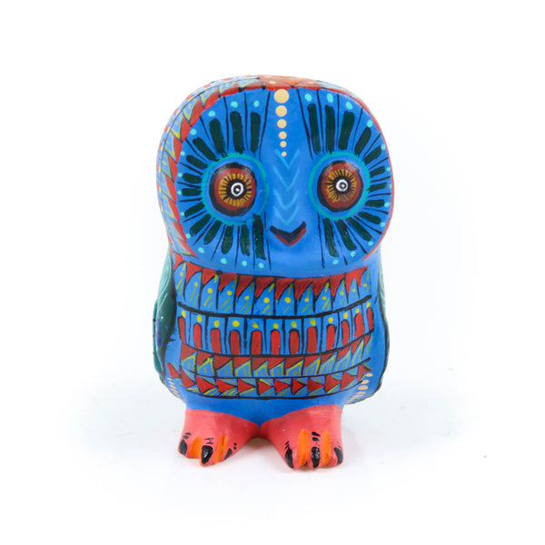 Blue Zapotec Owl - Oaxacan Alebrije Wood Carving