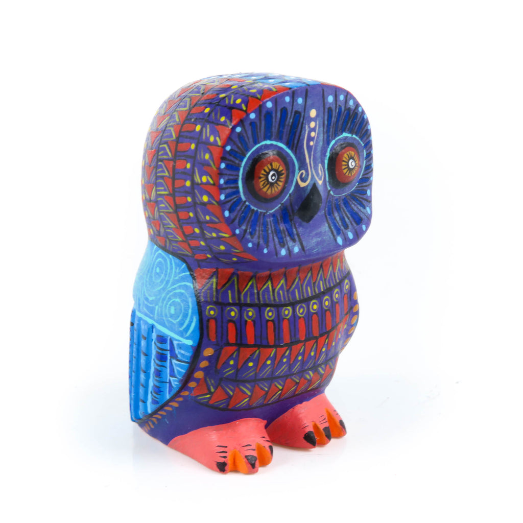 Purple Zapotec Owl - Oaxacan Alebrije Wood Carving