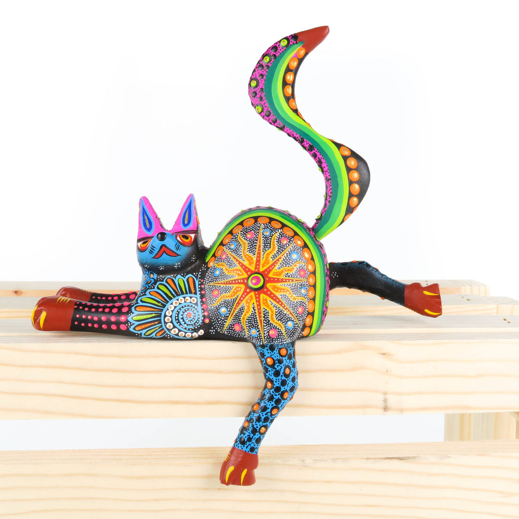 Shelf Sitting Cat (Black) - Oaxacan Alebrije Wood Carving