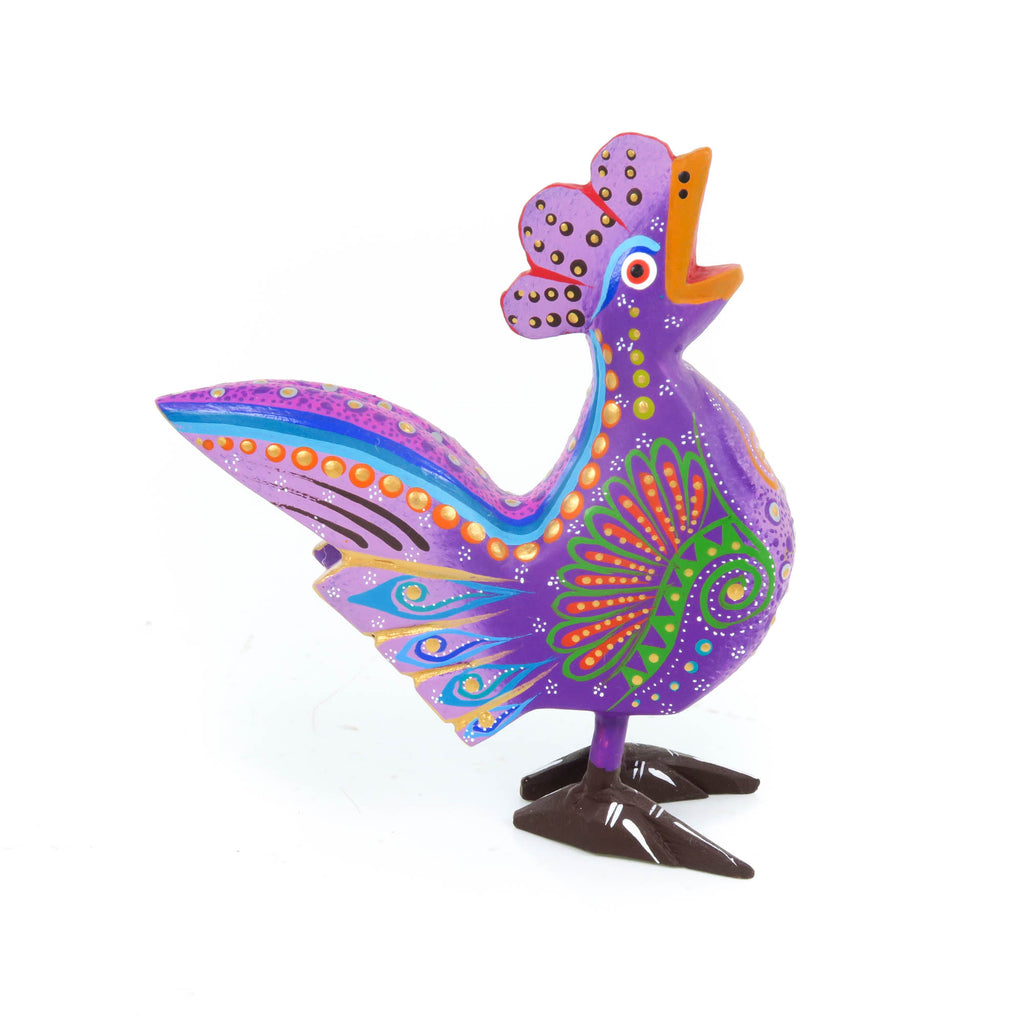 Purple Rooster - Oaxacan Alebrije Wood Carving