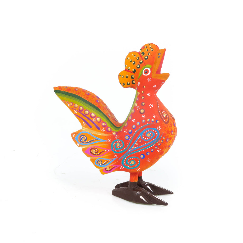 Orange Rooster - Oaxacan Alebrije Wood Carving