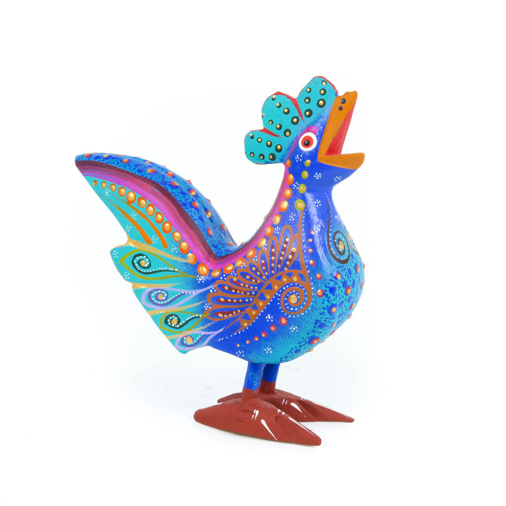 Blue Rooster - Oaxacan Alebrije Wood Carving