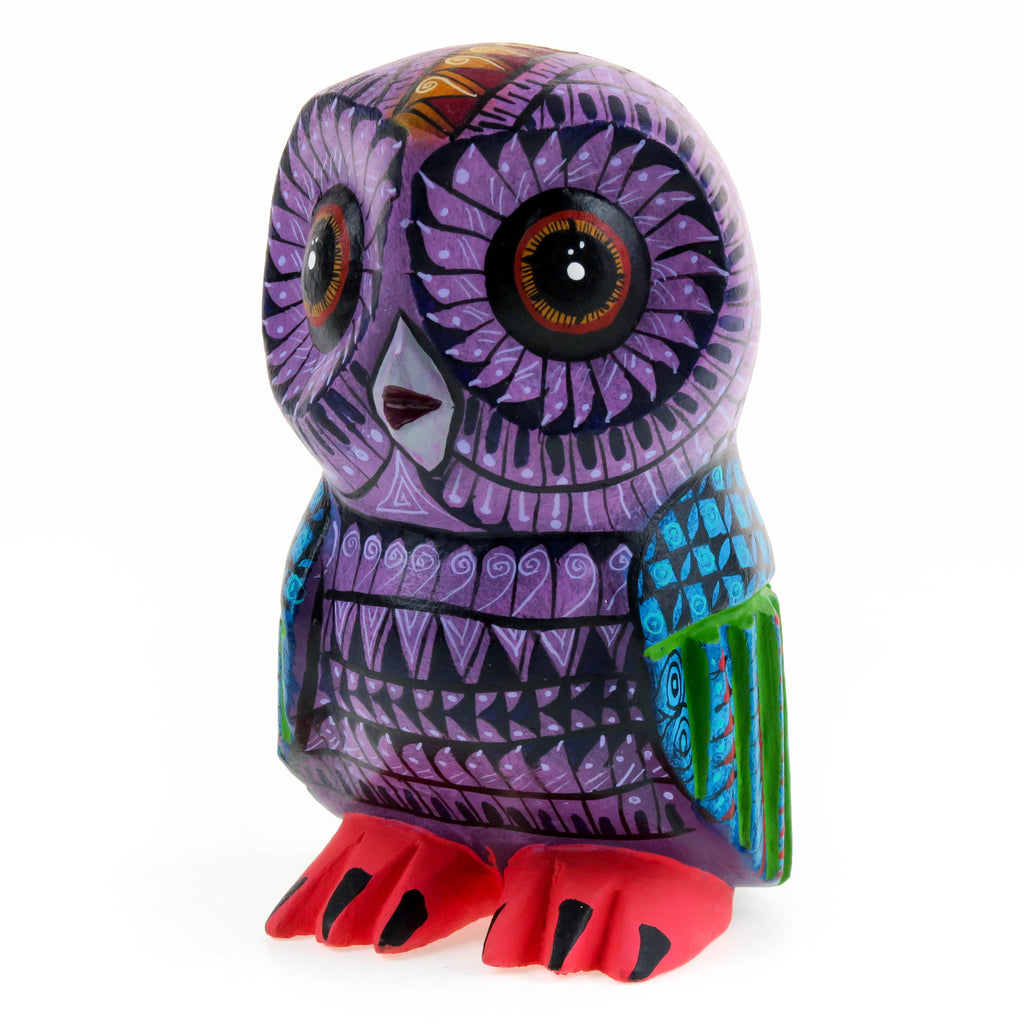 Purple Owl - Oaxacan Alebrije Wood Carving