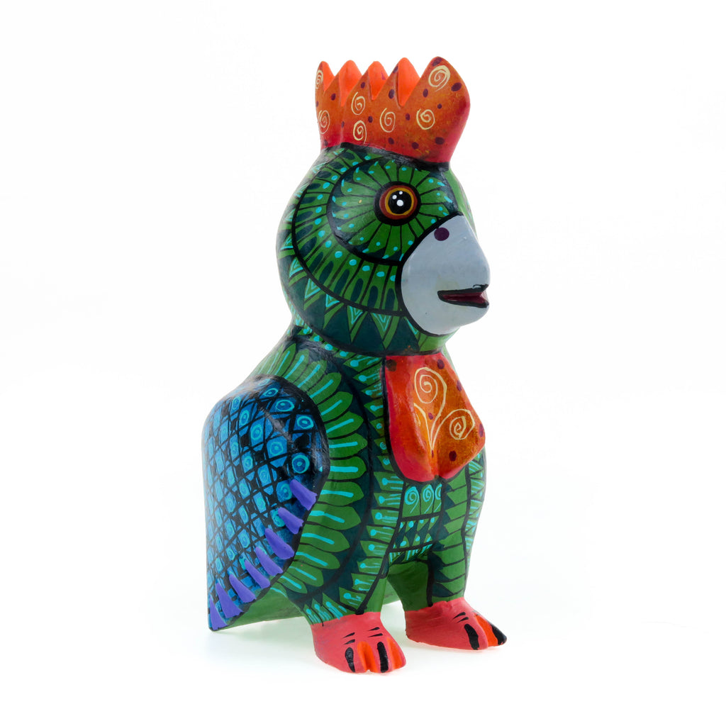 Green Rooster - Oaxacan Alebrije Wood Carving