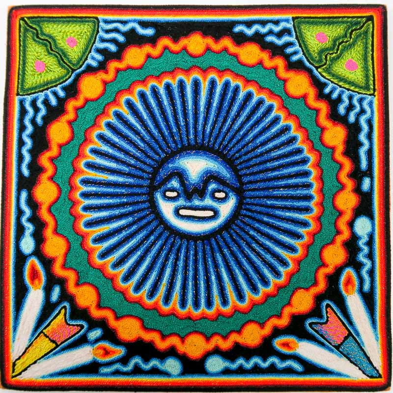Huichol Yarn Painting (12" x 12") - VivaMexico.com