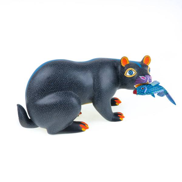 Bear With Fish - Oaxacan Alebrije Wood Carving