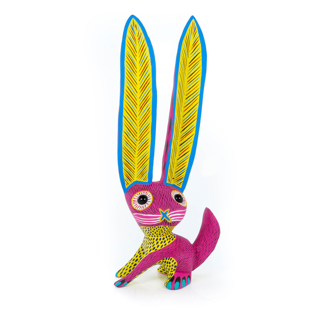 Big Eared Rabbit (Fuschia) - Oaxacan Alebrije Wood Carving