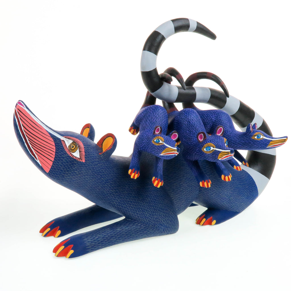 Opossum Mother With Babies - Oaxacan Alebrije Wood Carving