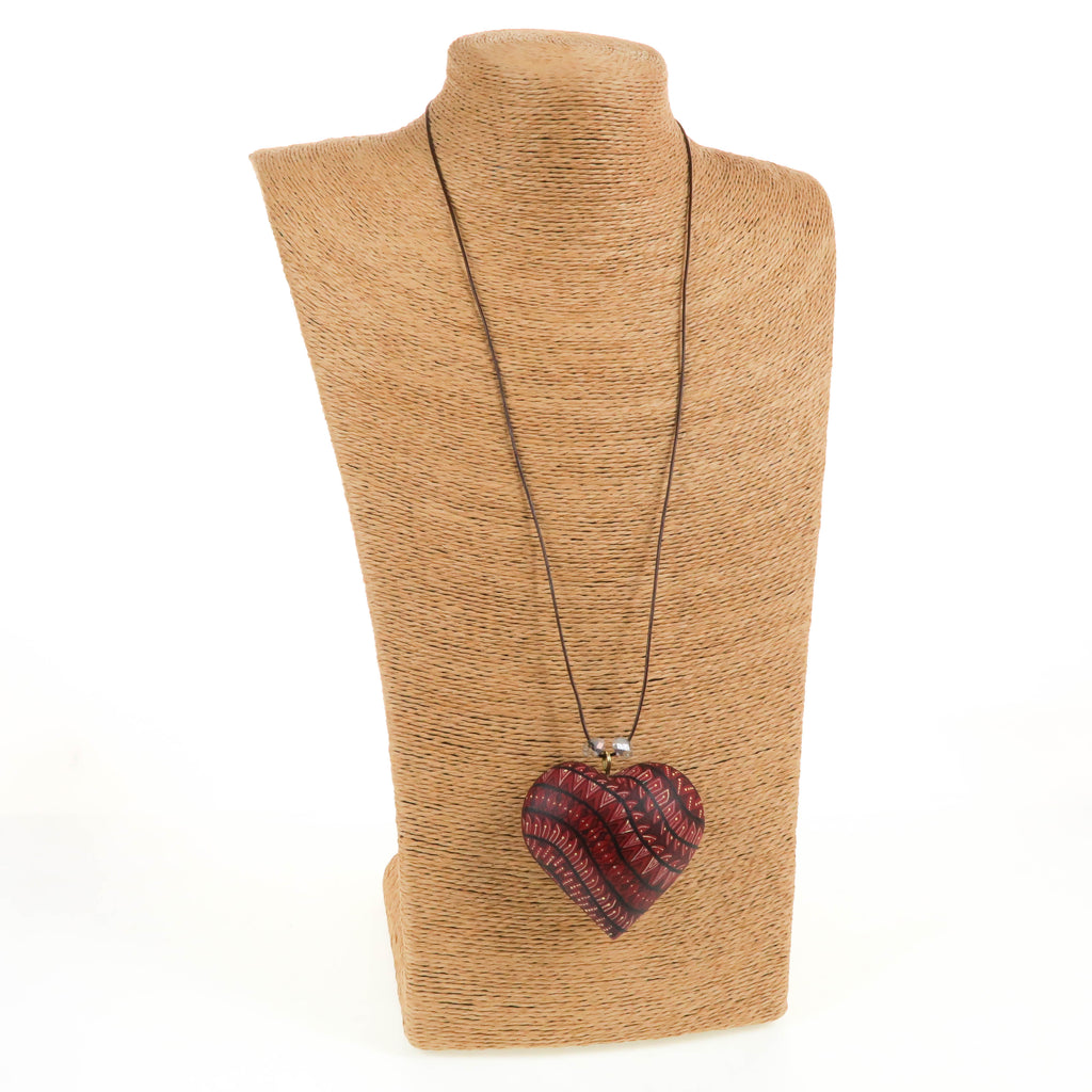 Zapotec Oaxacan Wood Carving Heart Necklace