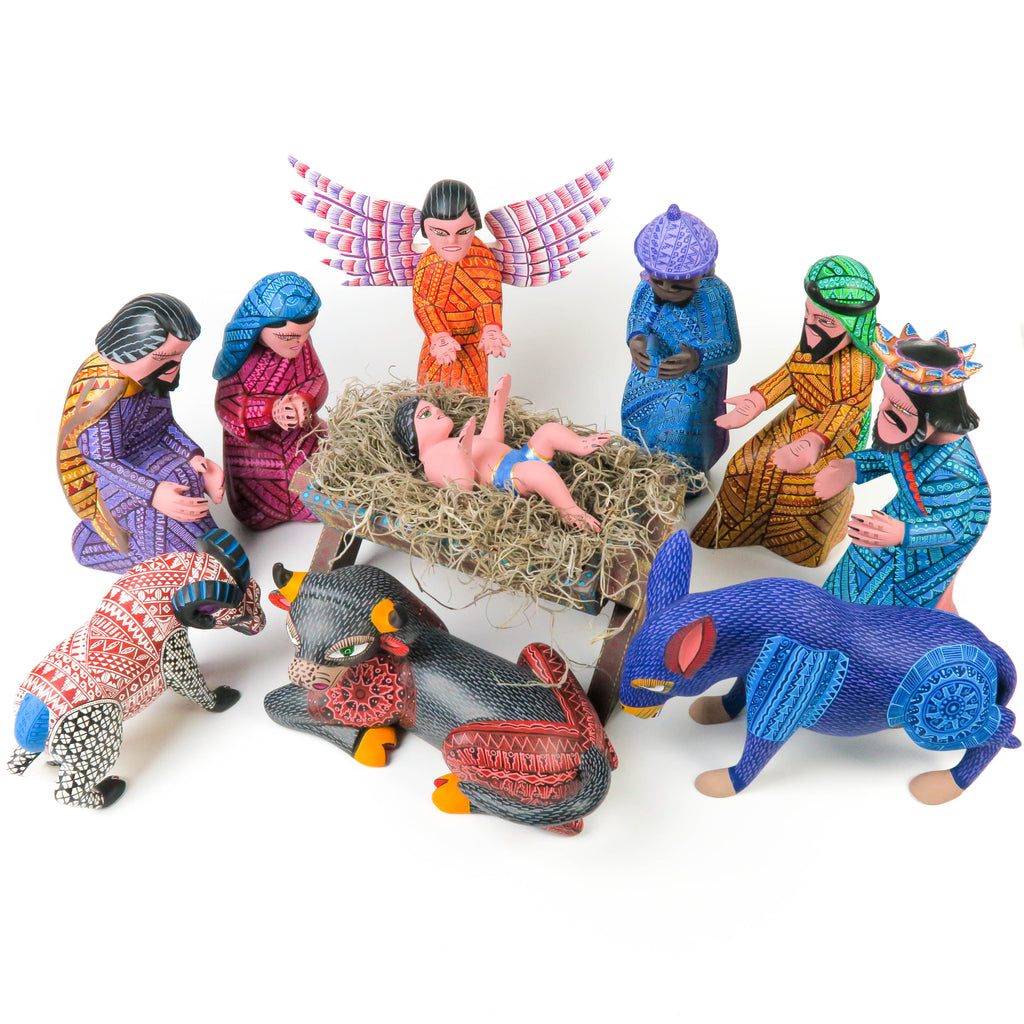 Masterpiece Nativity Scene - Oaxacan Wood Carving - VivaMexico.com