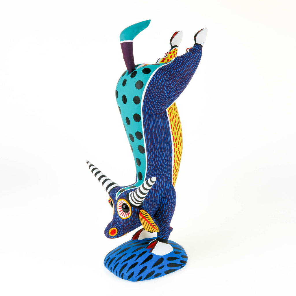 Blue Handstand Bull - Oaxacan Alebrije Wood Carving – VivaMexico.com ...