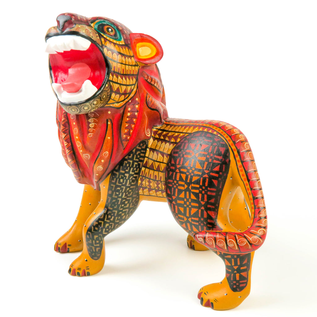 Fierce Lion - Oaxacan Alebrije Wood Carving - VivaMexico.com
