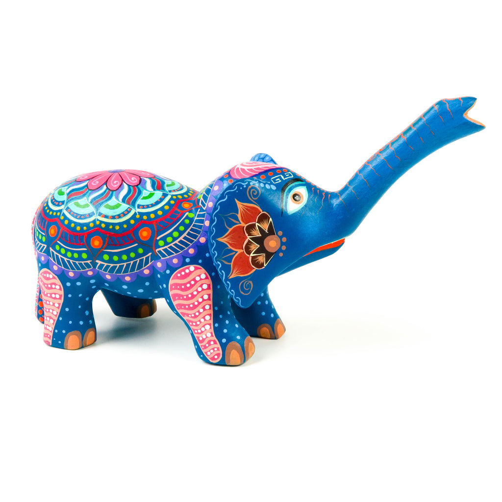 Colorful Elephant - Oaxacan Alebrije Wood Carving - VivaMexico.com