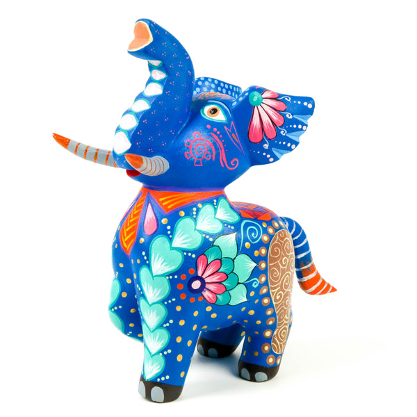 Blue Elephant - Oaxacan Alebrije Wood Carving - VivaMexico.com