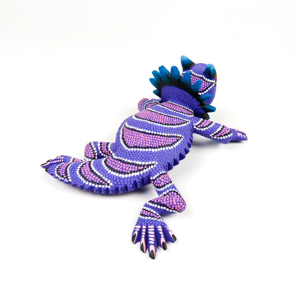 Purple Horned Lizard - Oaxacan Alebrije Wood Carving - VivaMexico.com