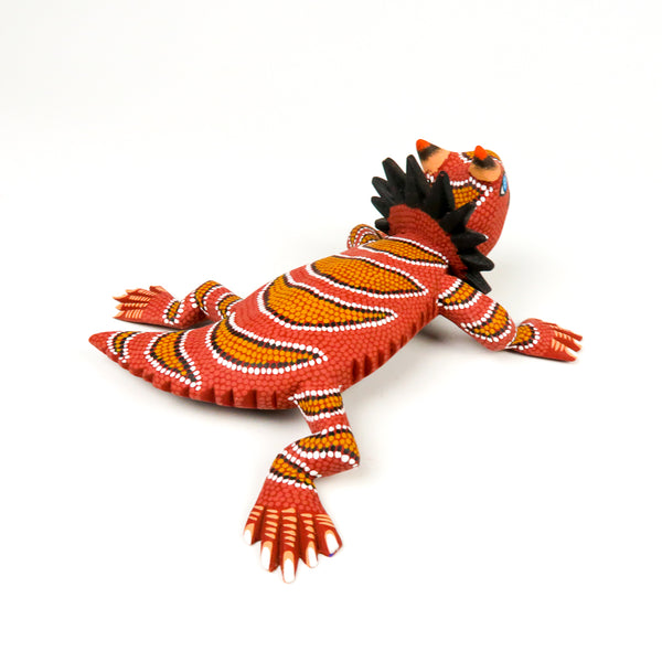 Orange Horned Lizard - Oaxacan Alebrije Wood Carving - VivaMexico.com