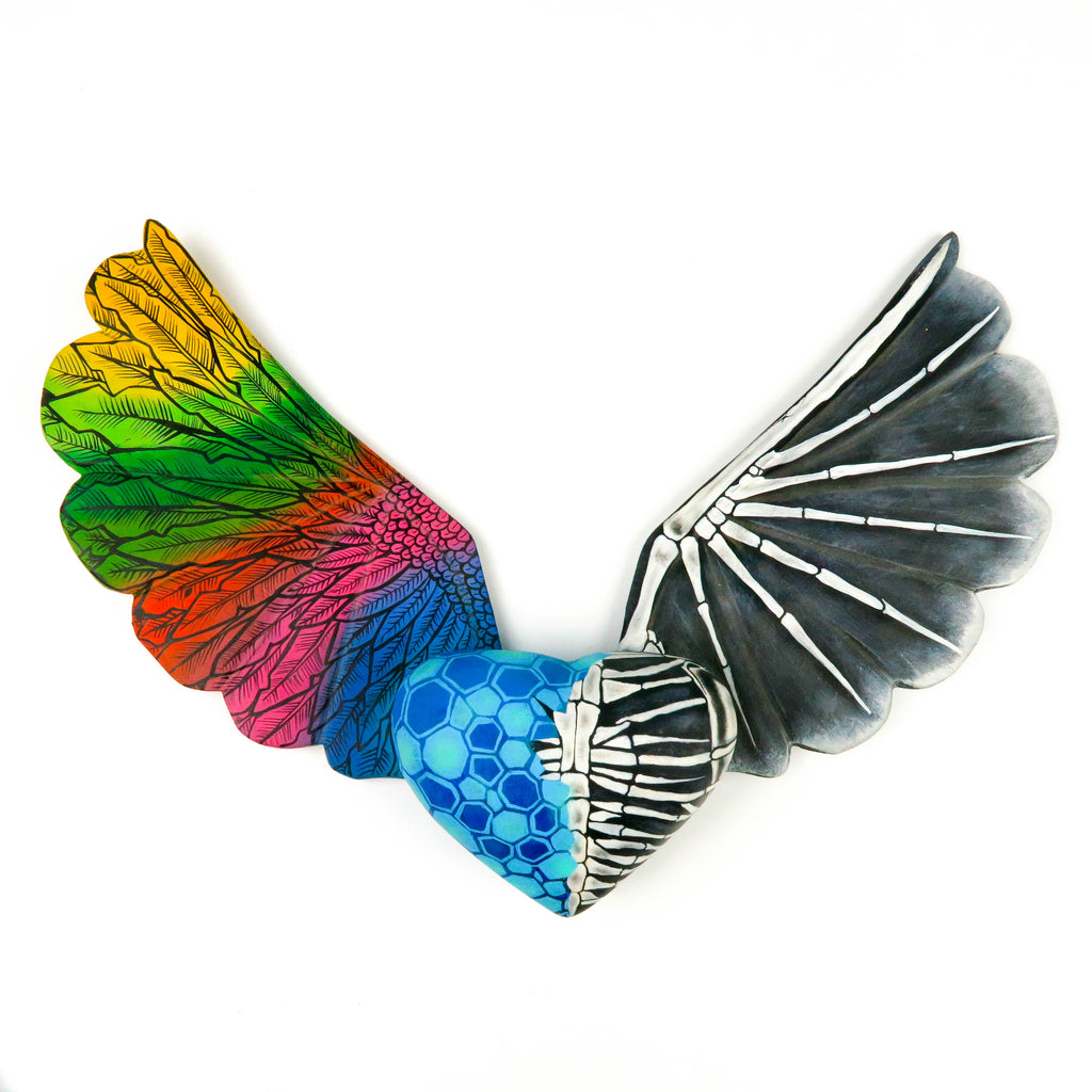 Heart With Wings - Oaxacan Wood Carving - Eleazar Morales - VivaMexico.com