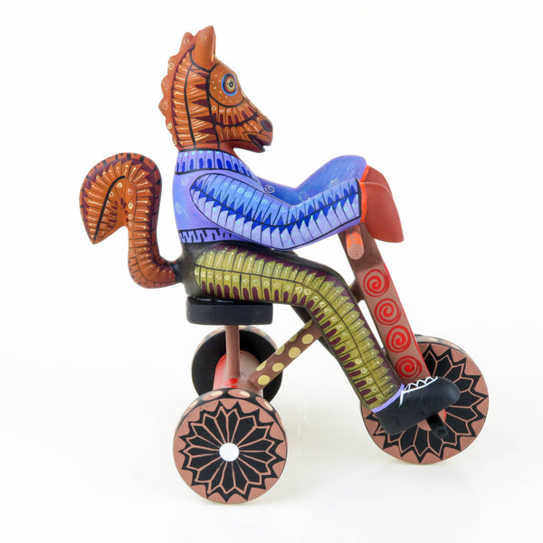 Horse Riding Tricycle - Oaxacan Alebrije Wood Carving Mexican Folk Art