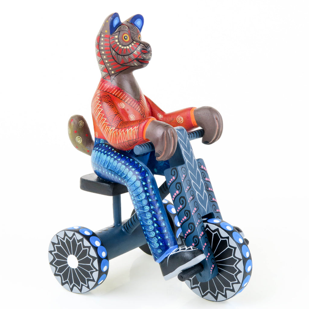 Bear Riding Tricycle - Oaxacan Alebrije Wood Carving Mexican Folk Art