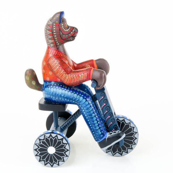 Bear Riding Tricycle - Oaxacan Alebrije Wood Carving Mexican Folk Art