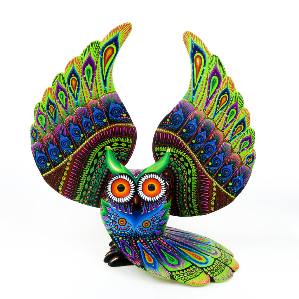 Vibrant Large Owl - Oaxacan Alebrije Wood Carving