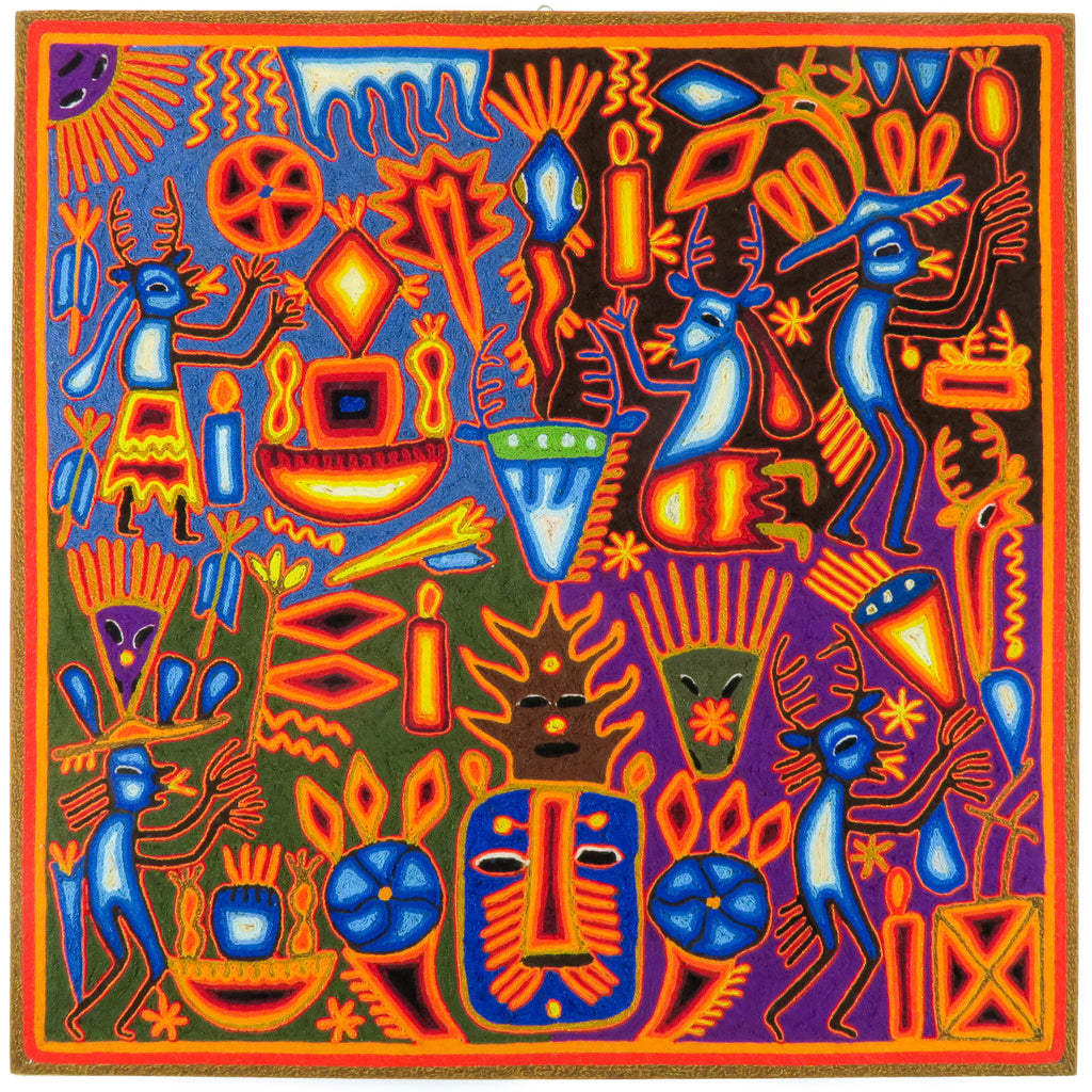 Huichol Yarn Painting (24" x 24") Mexican Indigenous Art