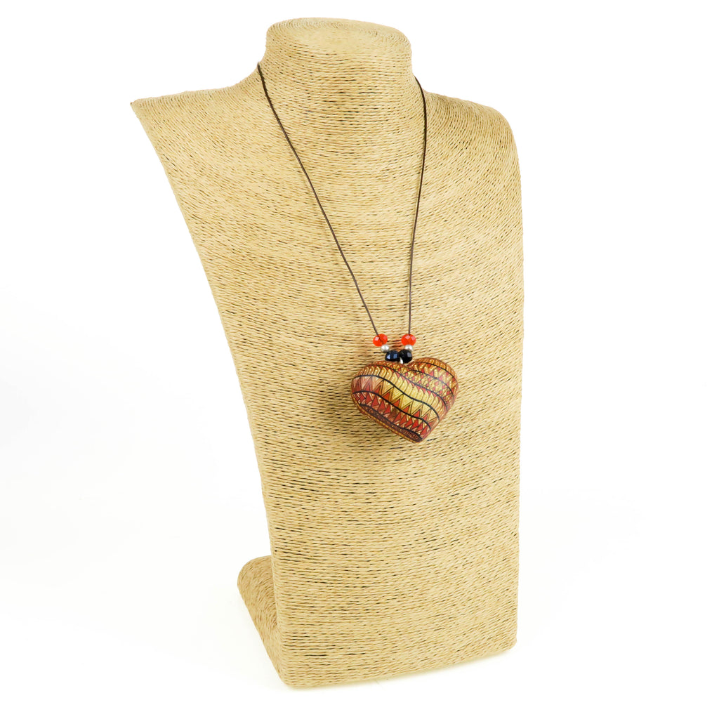 Zapotec Oaxacan Wood Carving Heart Necklace