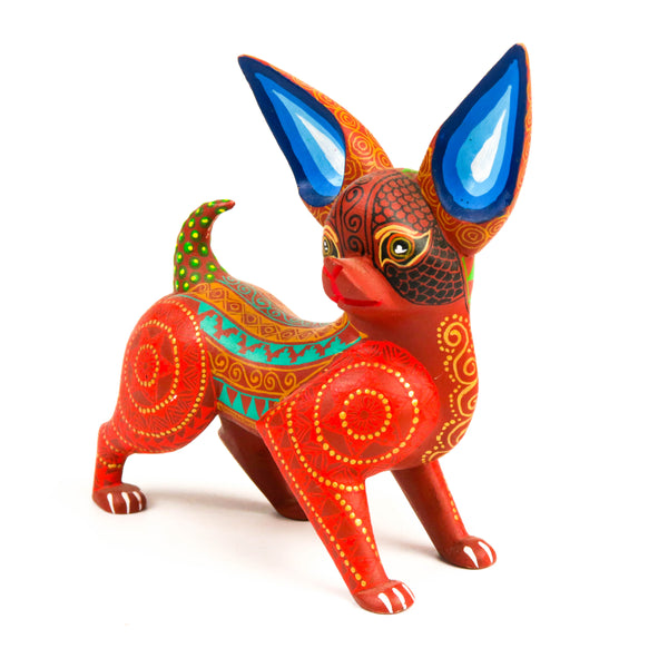 Fine Zapotec Chihuahua Dog - Oaxacan Alebrije Wood Carving Sculpture by Nestor Melchor - VivaMexico.com