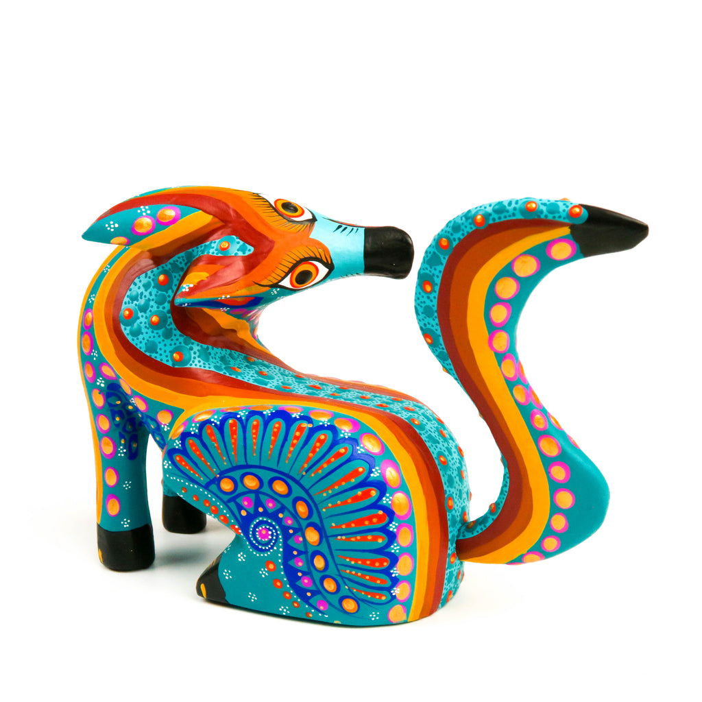 Turning Coyote - Oaxacan Alebrije Wood Carving - VivaMexico.com