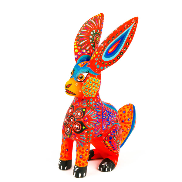 Orange Rabbit - Oaxacan Alebrije Wood Carving Sculpture Mexican Folk Art - VivaMexico.com