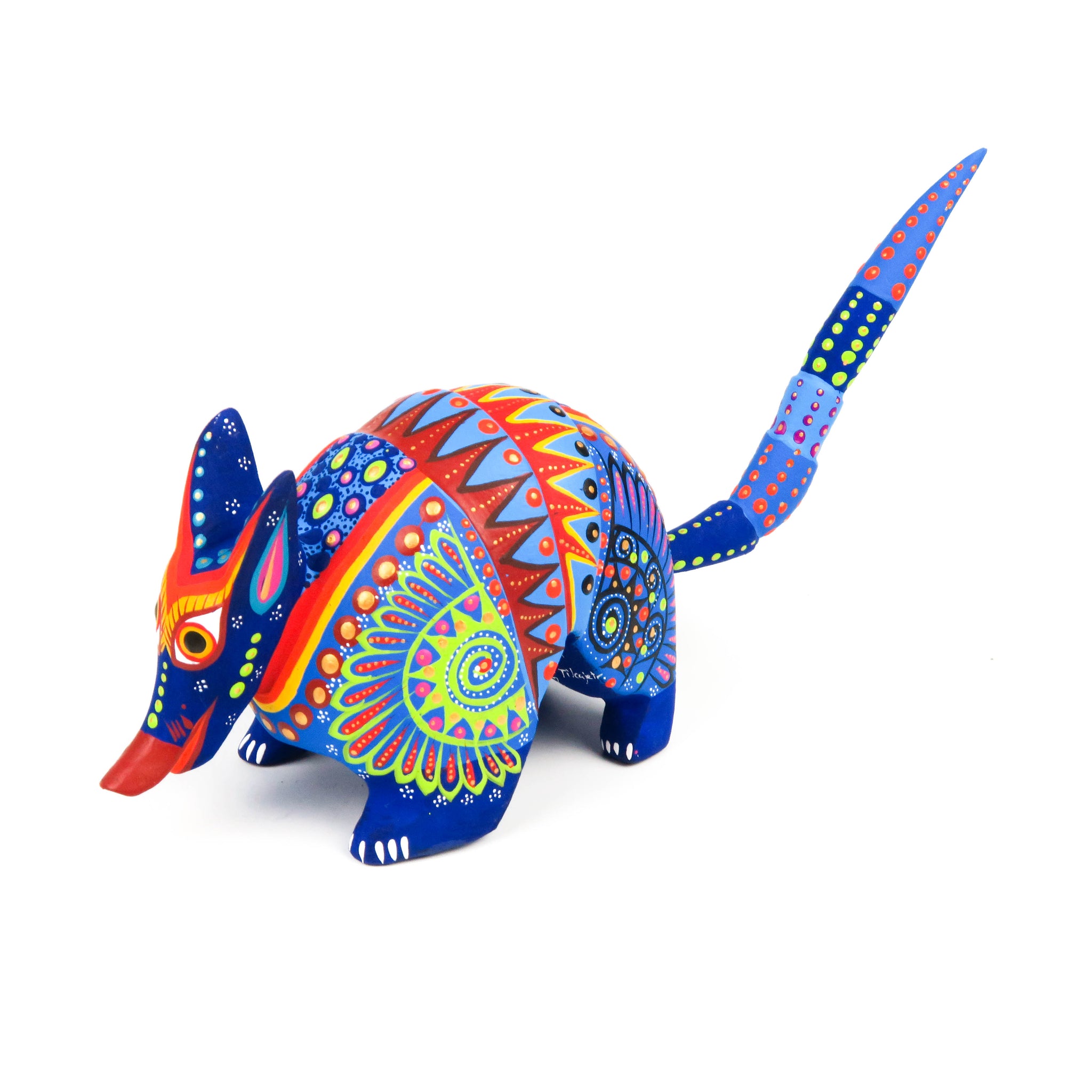 Blue Armadillo - Oaxacan Alebrije Wood Carving Mexican Folk Art Sculpt ...