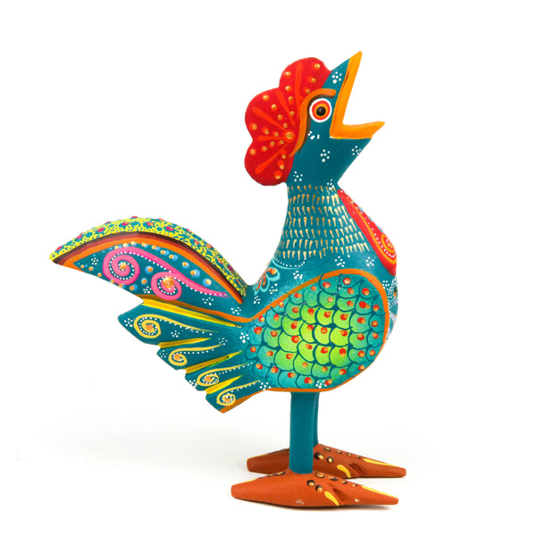 Beautiful Rooster - Oaxacan Alebrije Wood Carving Mexican Folk Art Sculpture - VivaMexico.com