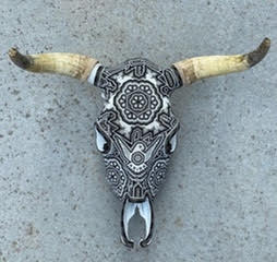 Huichol Beaded Bull Skull - 1