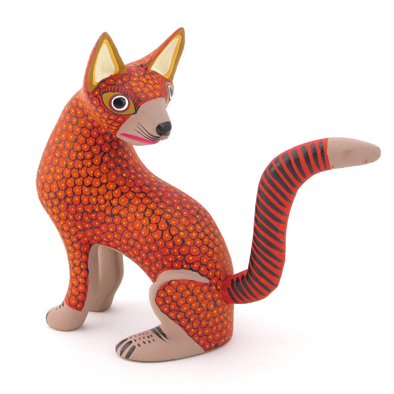 Red Cat Alebrije Wood Carving - Viva Mexico - Fine Mexican Art