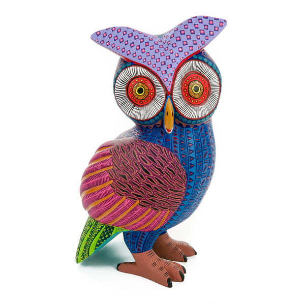 Cheerful Owl - Oaxacan Alebrije Wood Carving - VivaMexico.com