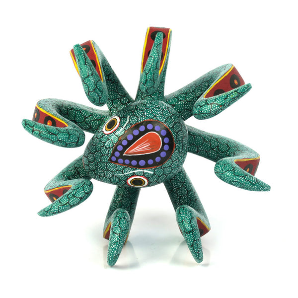 Green Octopus - Oaxacan Alebrije Wood Carving - VivaMexico.com