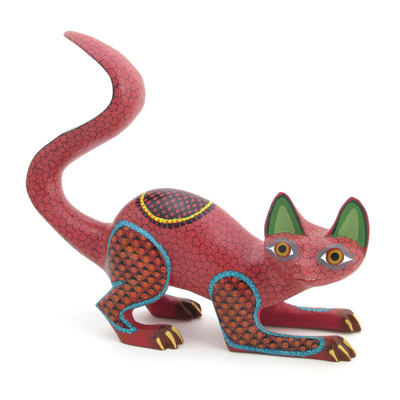 Red Raccoon Fine Alebrije Wood Carving - Viva Mexico - Fine Mexican Art