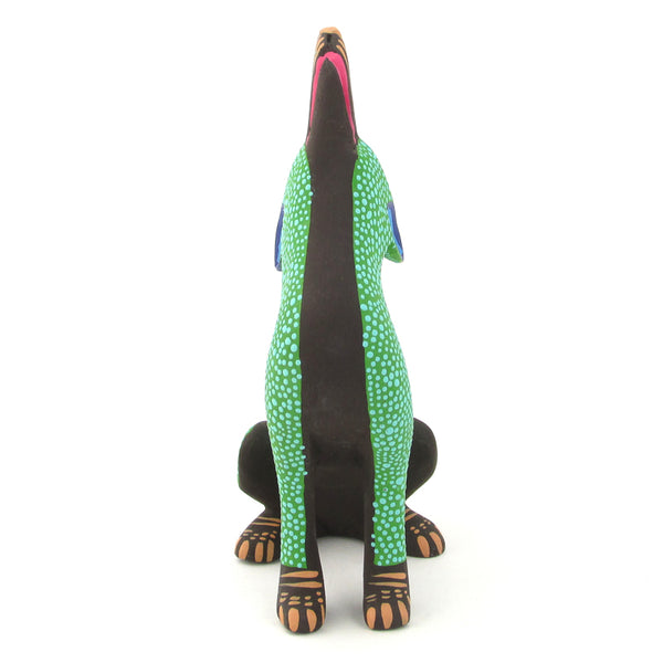 Green Wolf Alebrije Wood Carving - Viva Mexico - Fine Mexican Art
